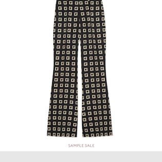 Square G print faille flare trousers