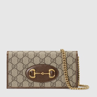 Gucci馬銜扣1955鏈帶銀包