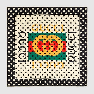 Châle avec imprimé à pois et logo vintage Gucci