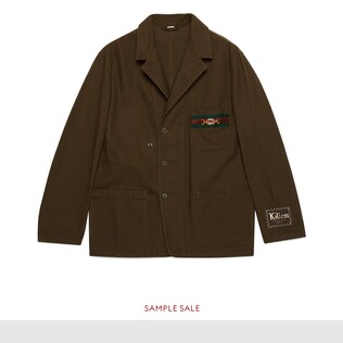 Cotton jacket with cardboard labels