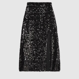 Sequin embroidered skirt with slit