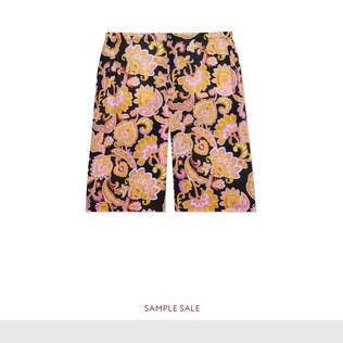 Paisley print linen shorts