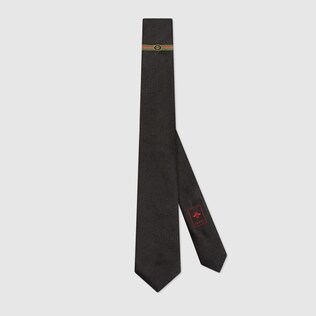 Silk tie with Interlocking G Web