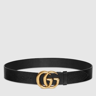 Leather belt with Double G buckle