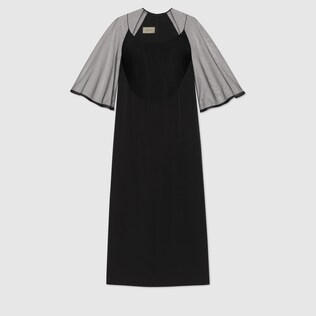 Viscose silk faille and mesh dress