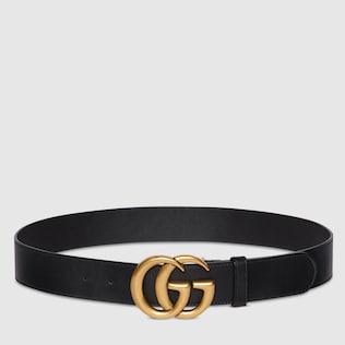 Leather belt with Double G buckle