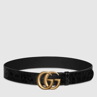 Crocodile belt with Double G buckle
