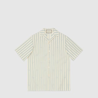 Bowling-Shirt aus gestreifter Baumwolle mit Doppel G