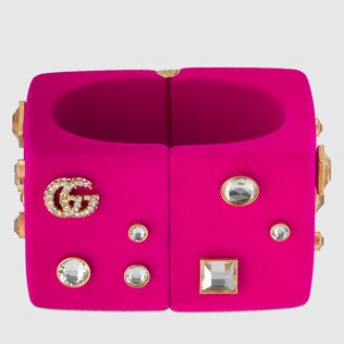 Cuff bracelet with Double G and crystals