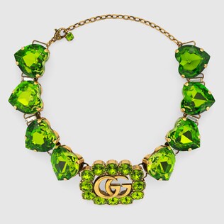 Bracciale con Doppia G e cristalli verdi