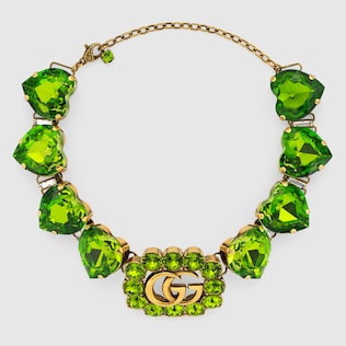 Green crystal Double G bracelet