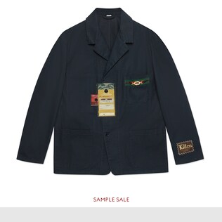 Cotton jacket with cardboard labels