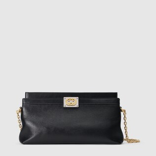 Mittelgroße Schultertasche aus Leder mit GG