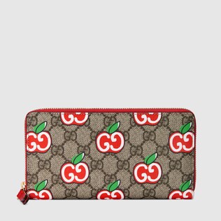 Zip around wallet with GG apple print