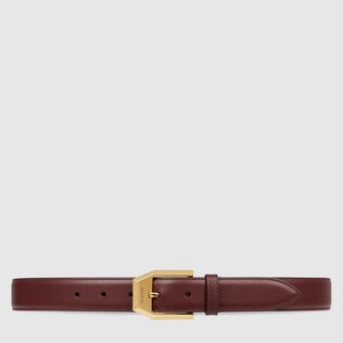 Leather belt with squared buckle