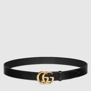 Ceinture en cuir GG Marmont avec boucle brillante