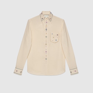 Gucci pinstripe cotton shirt with crystals