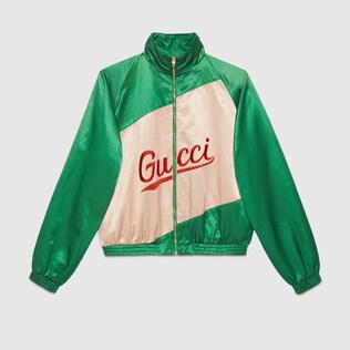 Giacca in viscosa e cotone con logo Gucci