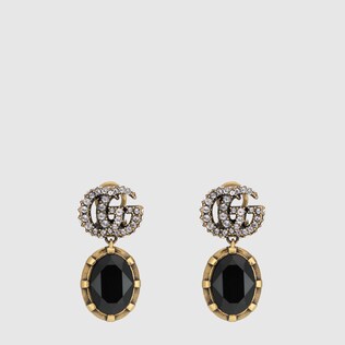 Double G earrings with black crystals