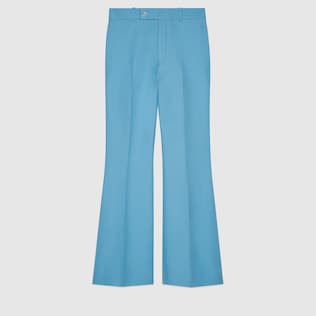 Pantalón tobillero acampanado de seda y lana