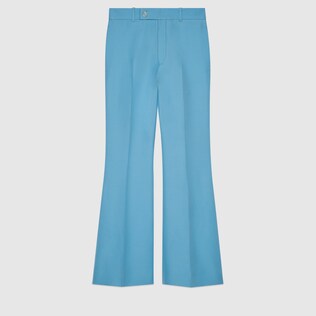 Wool silk cropped flare pant