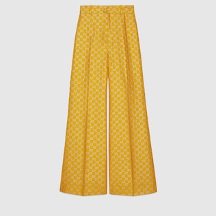 Pantalone a gamba larga in GG lamé leggero