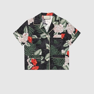 Chemise en soie à imprimé hawaïen