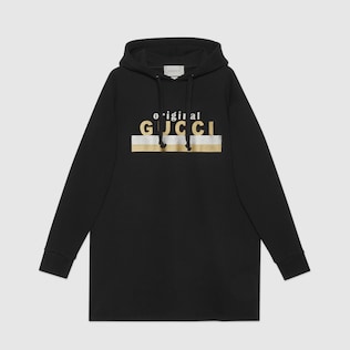 Kleid mit Kapuze und „Original Gucci“-Print