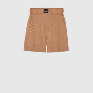 GG silk shorts with Gucci label