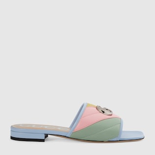 Damen-Pantolette aus Leder mit Doppel G