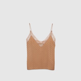 Haut de lingerie en soie et dentelle GG