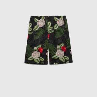 Hawaiian print viscose shorts