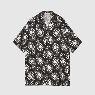 Chemise de bowling oversize en soie à imprimé étoile