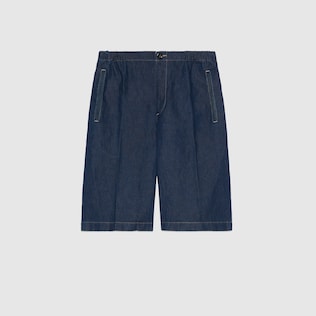 Stonewashed denim Bermuda shorts