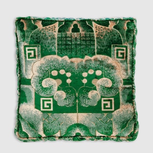 Kissen aus Samt-Jacquard mit Square G und Wolken