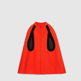 Wool cape with contrast trims