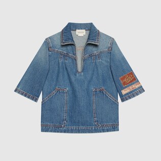 Children's denim shirt with labels