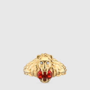ファイアーオパール付き ライオンヘッド 18K リング