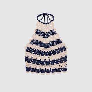 Top crochet a righe scollato sul retro