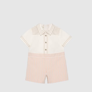 Combinaison pour bébé en soie et coton à rayures