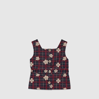 Haut pour enfant en coton à carreaux fleuri