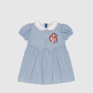 Vestido gingham con G para bebé