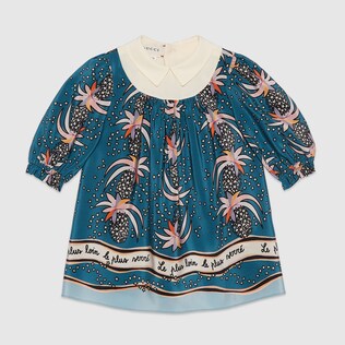 Robe pour bébé en soie à imprimé ananas et étoiles