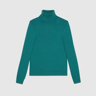 Rib knit alpaca wool turtleneck