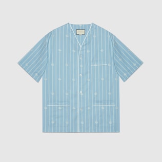 Camicia oversize in cotone a righe con Doppia G