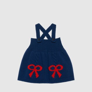Robe pour bébé en jacquard de laine motif nœud