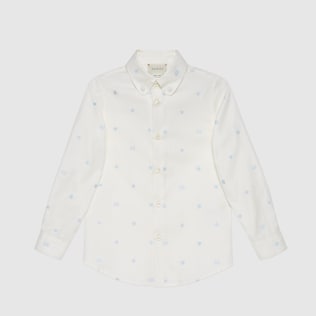 Camicia in cotone Oxford con motivo simboli ricamati