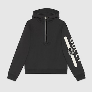 Felpa con cappuccio e stampa logo Gucci