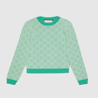 Pull en piqué de laine et coton GG
