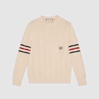 Knit cotton jumper with Interlocking G